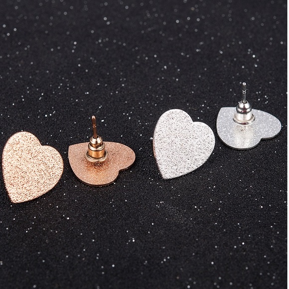Gold Filled Heart Stud Earrings - Picture 2 of 2